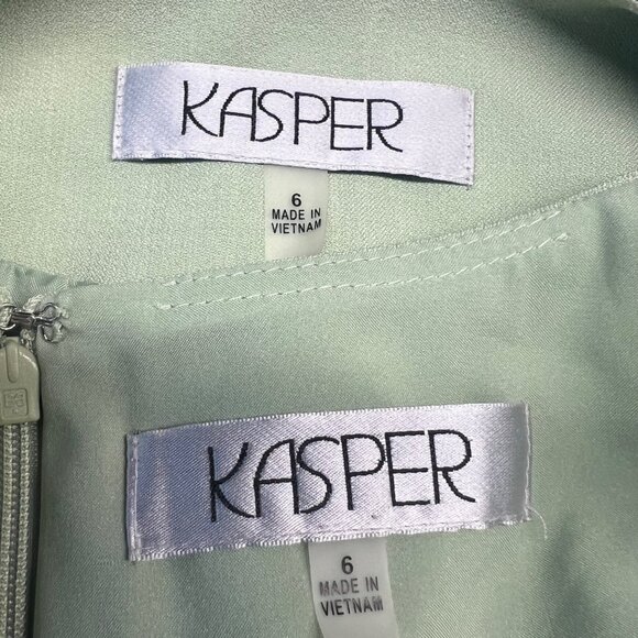 Kasper 2PC Midi Dress Suit Size 6 Lemon Green Professional Look Sleek Elegant - Picture 10 of 10